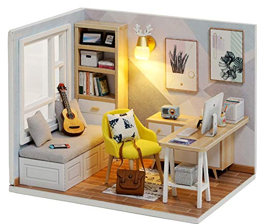 CUTEROOM DIY Doll Room Miniature Furniture Wooden House Kit-Study Room