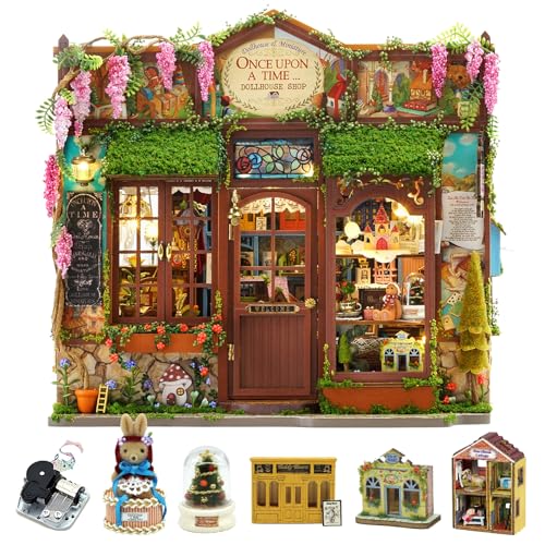 CUTEROOM DIY Miniature House Kit-Fairy Tale Kingdom, Tiny Dollhouse Wooden Furniture Kit, Mini DIY Craft Kits Creative Room for Decoration Family Friends